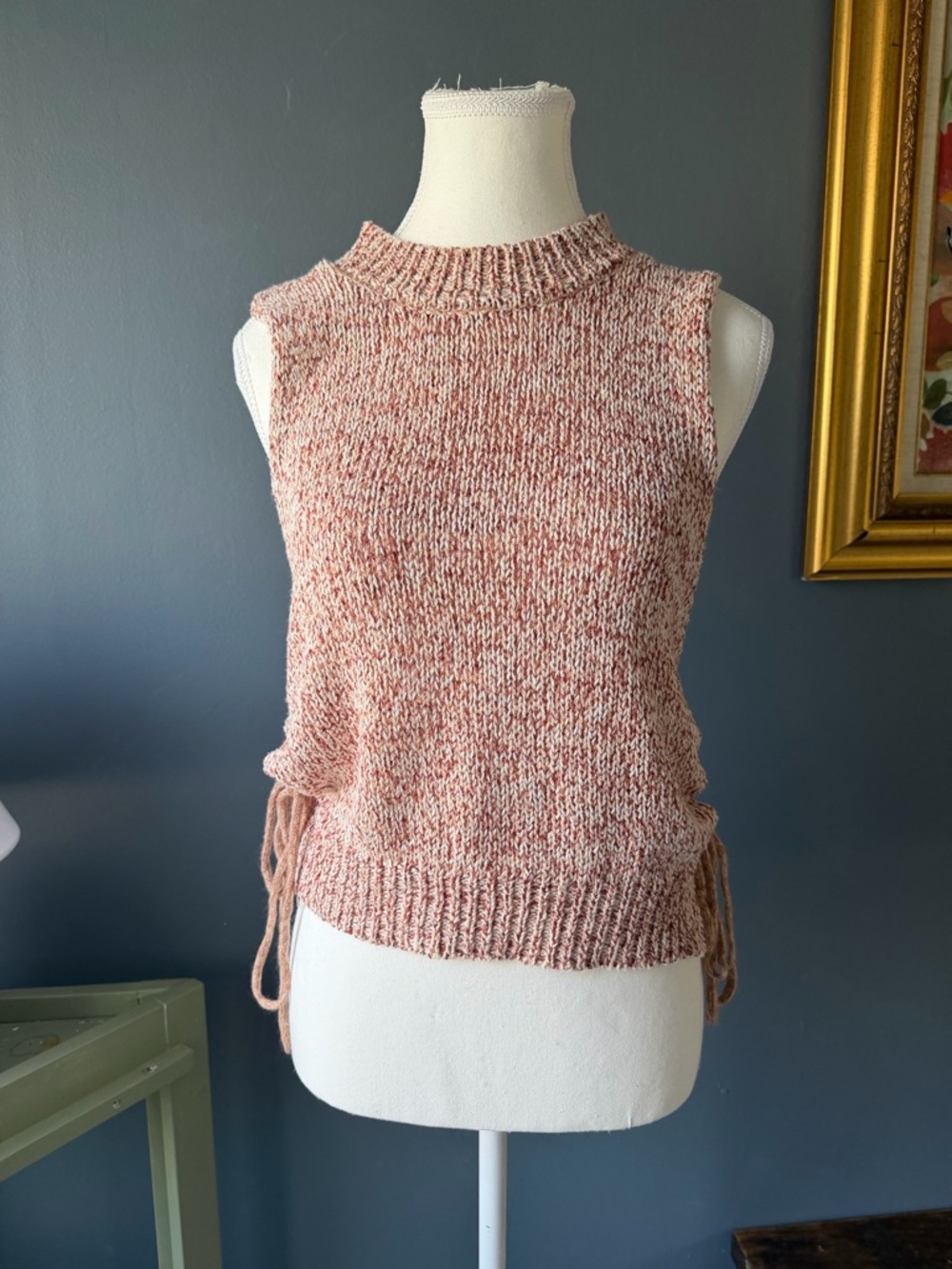 Alya Rose and Cream Knit Tank with Textured Stitch